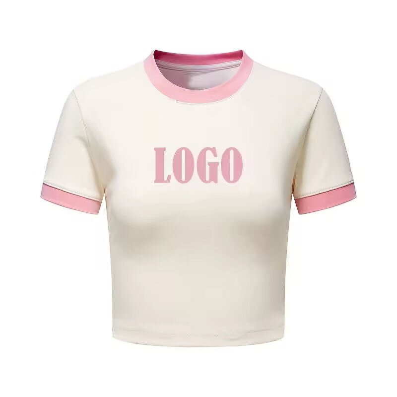 Women's Crop Top Manufacturer - Wholesale Casual Custom Logo Print Embroidery Spandex Blend T-Shirts
