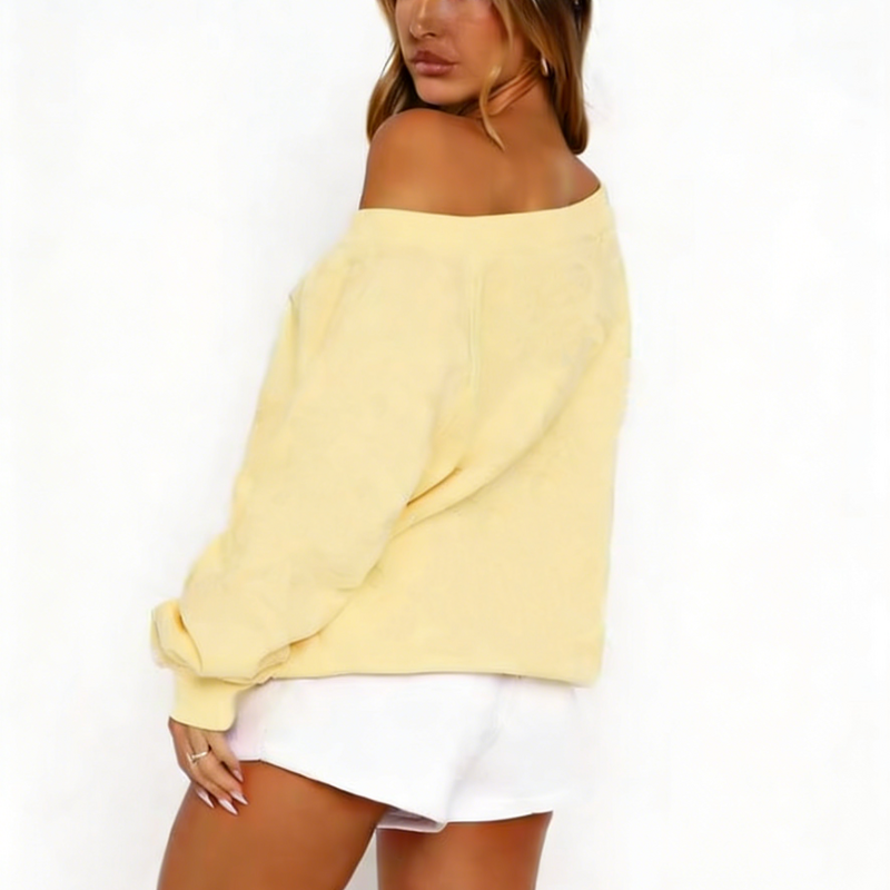 Women's Sweatshirt Manufacturer - OEM ODM New Fashion Cotton Crew Neck Custom off the Shoulder Top