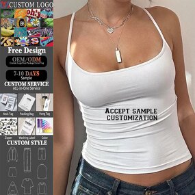 Women's Halter Camisole Manufacturer - Custom Y2K Basic Casual Backless Street Wear Crop Top Summer Tee