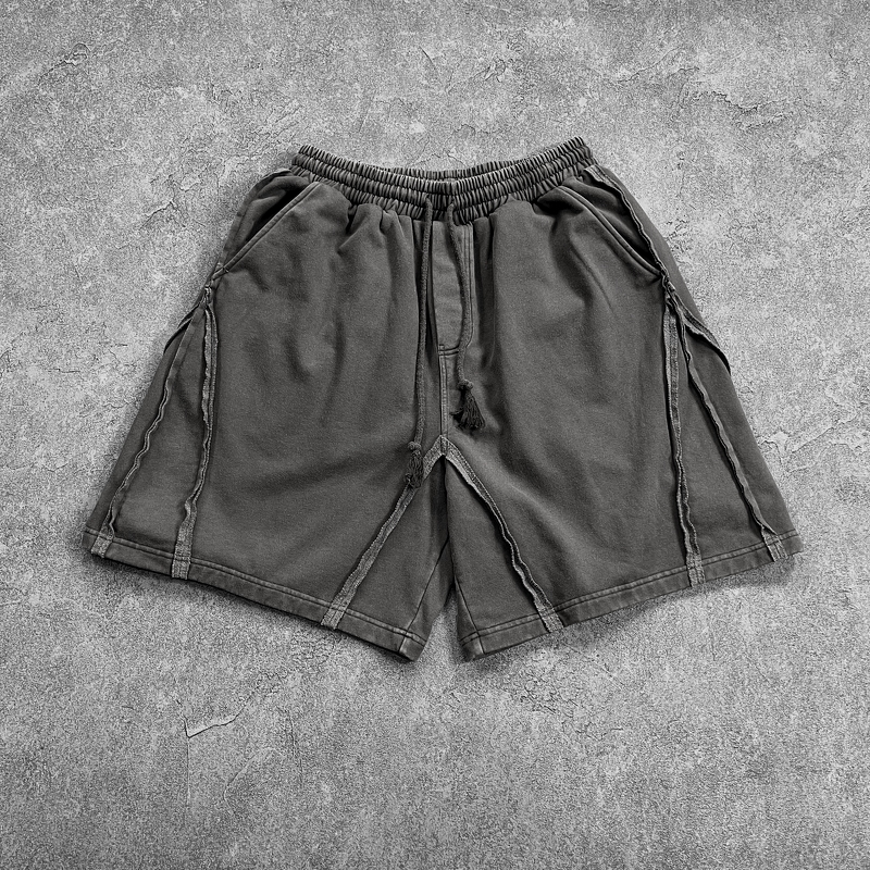 Men's Denim Shorts Manufacturer - OEM Custom French Terry Heavyweight Acid Wash Sun Faded Distressed Shorts