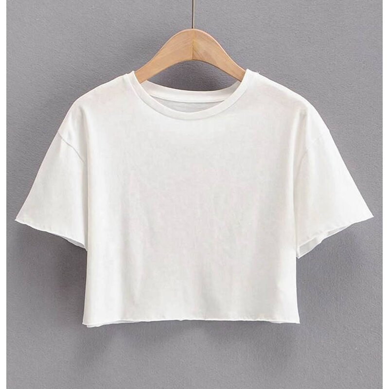 Women's Fitness Tee Manufacturer - Manufacture Custom Cropped Graphic Cotton Printed logo Crop Tops Tshirt