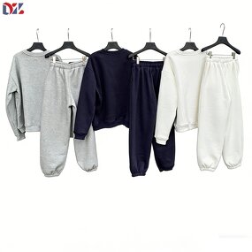 Women's Hoodies Set Manufacturer - Custom Casual Fall Round Neck Tops Matching Outfits Sweatshirts Sets