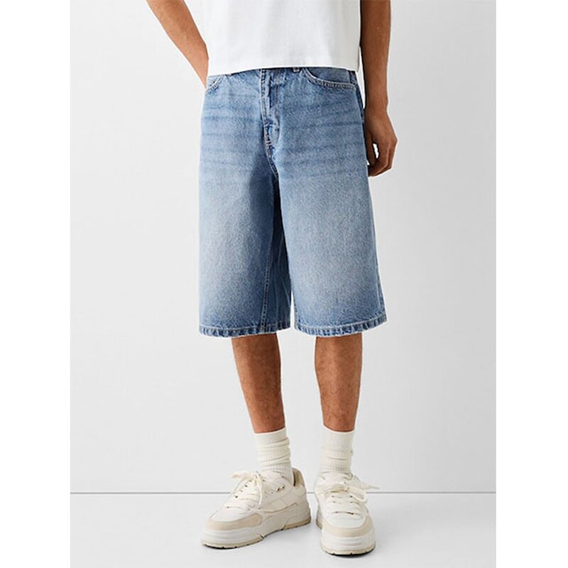 Men's Elastic Denim Shorts Manufacturer - European and American New Elastic Waist Men's Denim Shorts