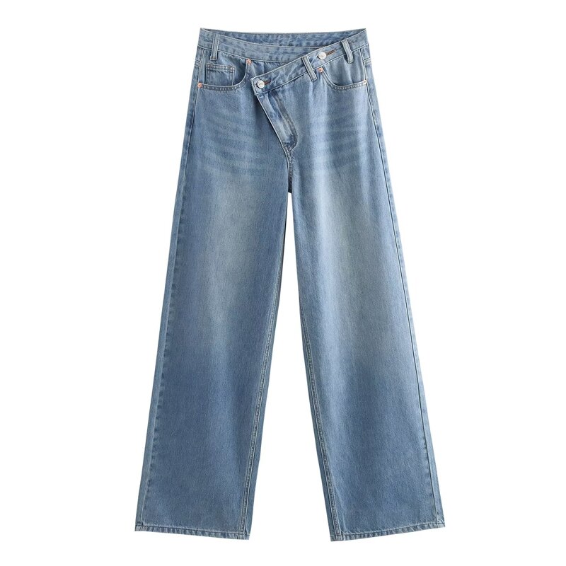 Women's Denim Jeans Manufacturer - 2024 New Casual Eco-Friendly High Waist Straight Leg Washed Woven Pants