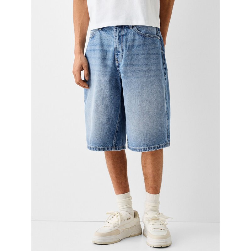 Men's Elastic Denim Shorts Manufacturer - European and American New Elastic Waist Men's Denim Shorts