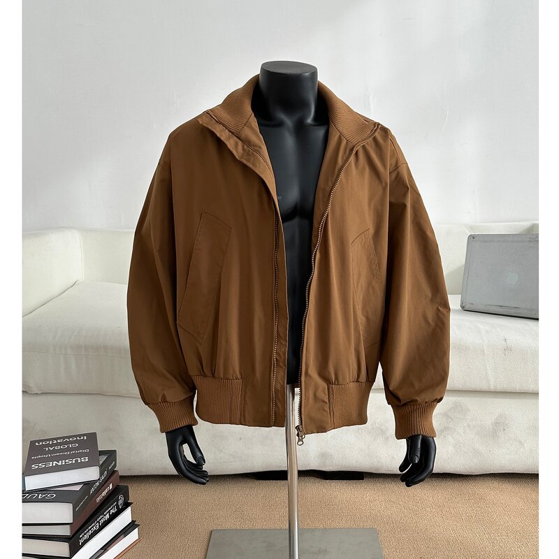 Men's Satin Jacket Manufacturer - Custom Streetwear Blank Polyester Oversized Unisex Zipper Plus Size Coat