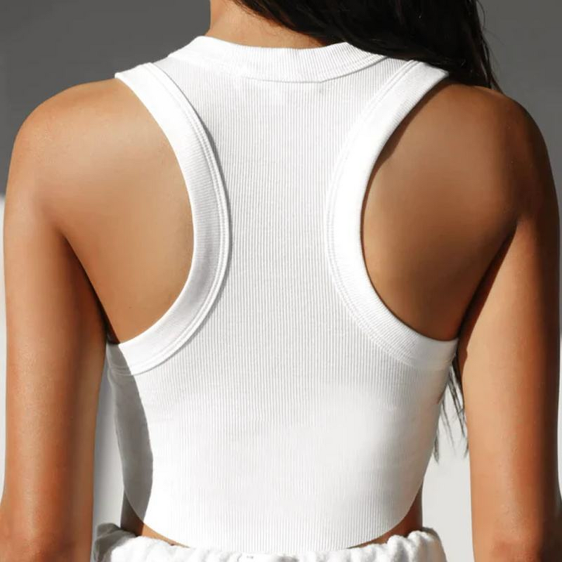 Women's Knit Crop Top Manufacturer - New Custom Logo High Quality Sleeveless Plain White Ribbed Tank Top