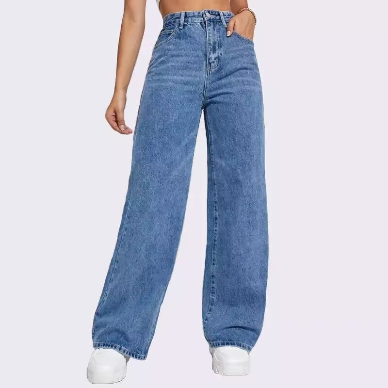 Women's Baggy Jeans Manufacturer - New Design High Quality Vintage Cotton Acid Wash Faded High Rise Wide Pants