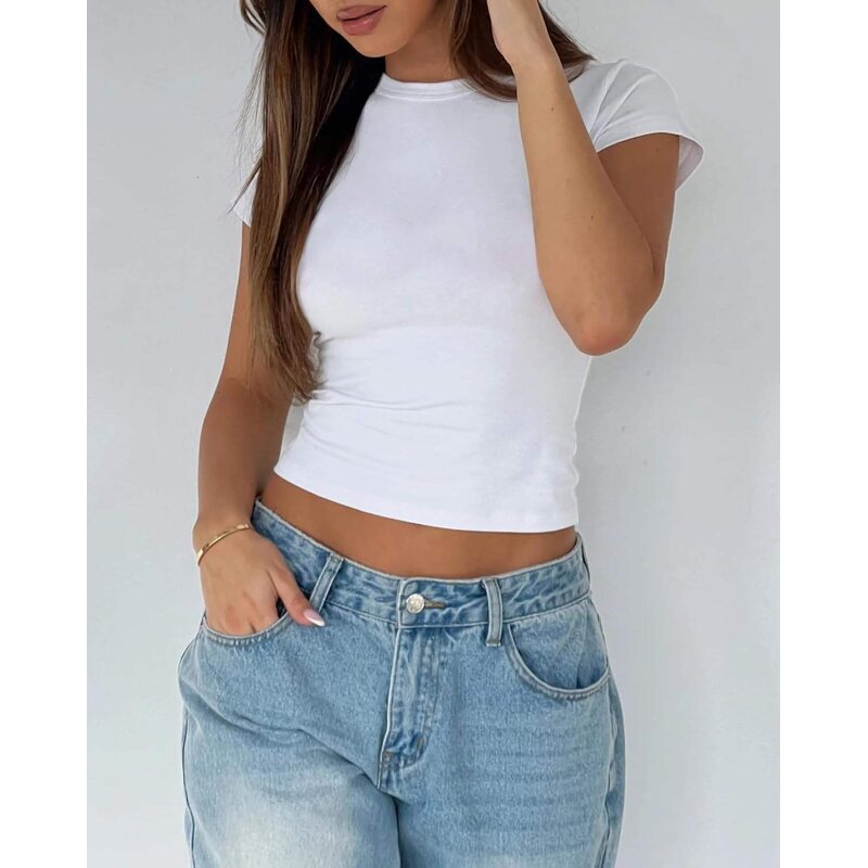 Women's Baby Tee Manufacturer - Custom Graphic Basic Summer Crewneck Short Sleeve Blank Top