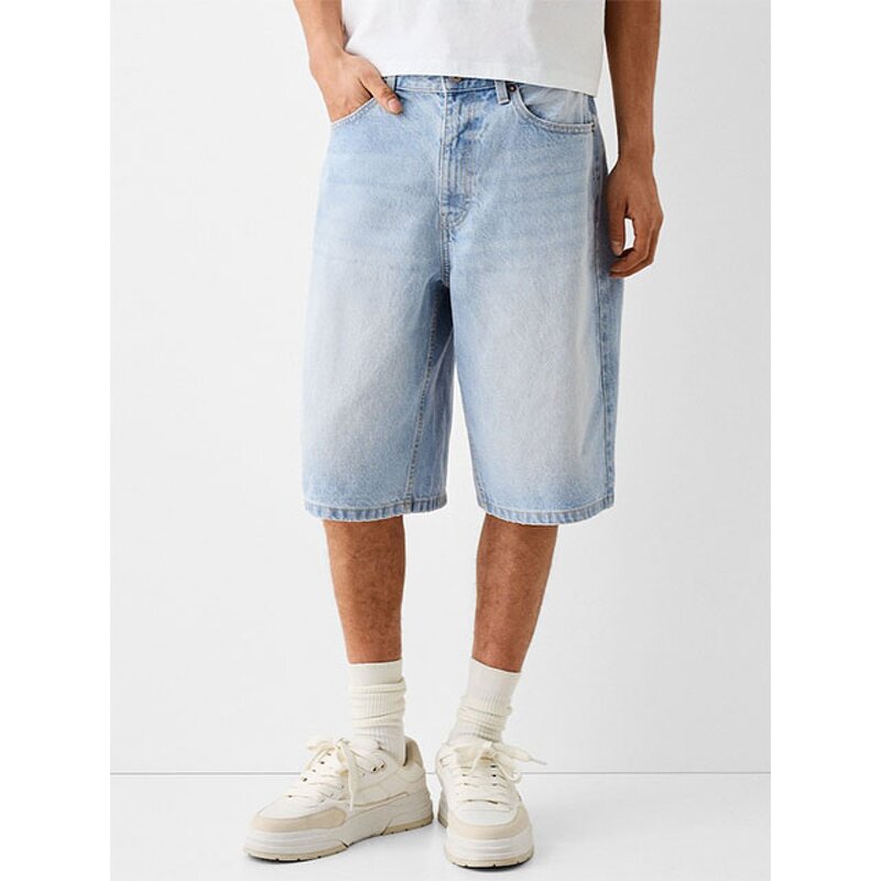 Men's Elastic Denim Shorts Manufacturer - European and American New Elastic Waist Men's Denim Shorts