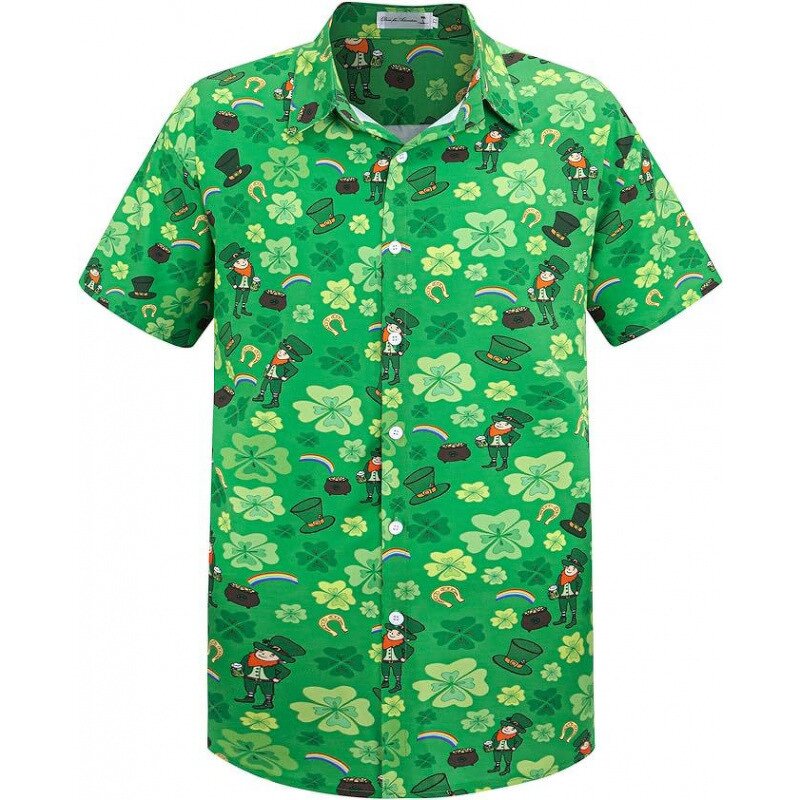 Men's Casual Shirt Manufacturer - Short Sleeve Lapel Digital Printing Natural Leaves Flower Summer T Shirt