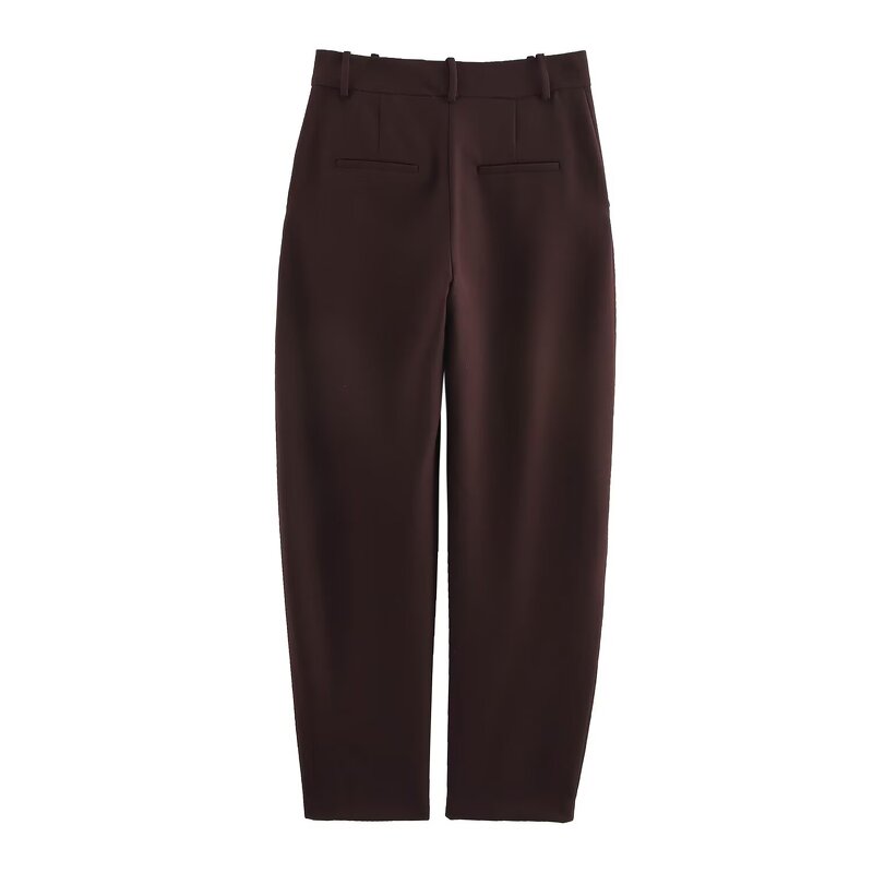 Women's Bucket Pants Manufacturer - Spring New Fashion Casual Breathable Chiffon High Waist Zipper Fly Trousers