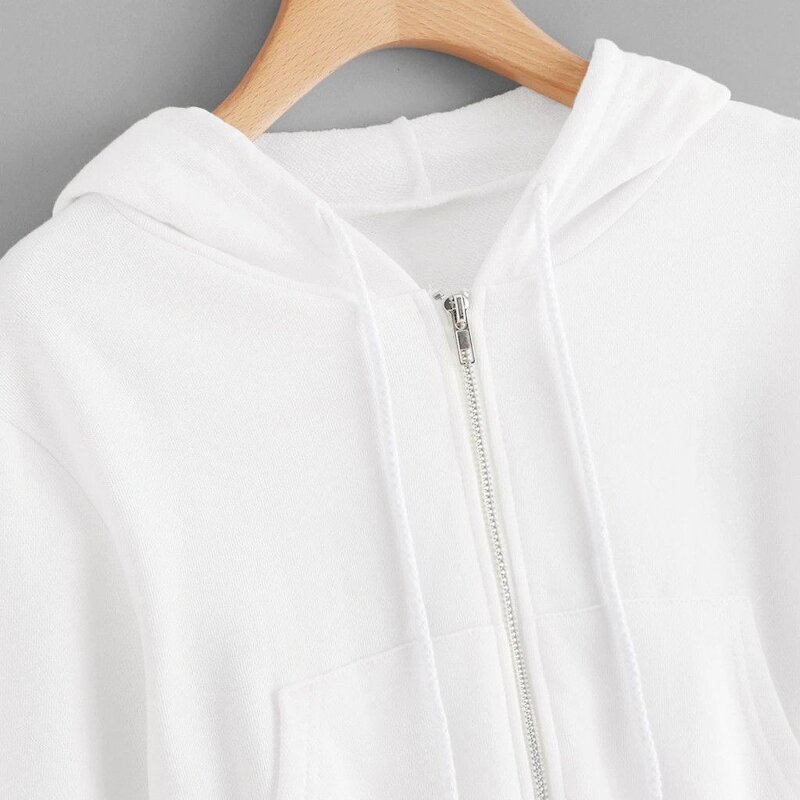 Women's Cropped Hoodie Manufacturer - Hot Selling OEM Custom 100% Cotton Fleece Blank Zip Hoodie