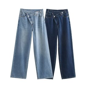 Women's Denim Jeans Manufacturer - 2024 New Casual Eco-Friendly High Waist Straight Leg Washed Woven Pants
