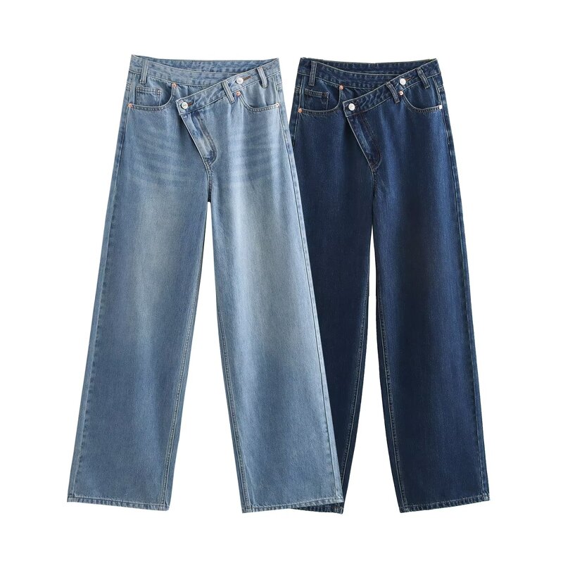 Women's Denim Jeans Manufacturer - 2024 New Casual Eco-Friendly High Waist Straight Leg Washed Woven Pants