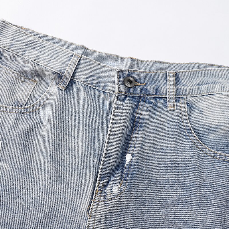 Men's Casual Jeans Manufacturer - Hot-Rolled Diamond Loose Straight Mid Waist Summer Washable Denim Pants