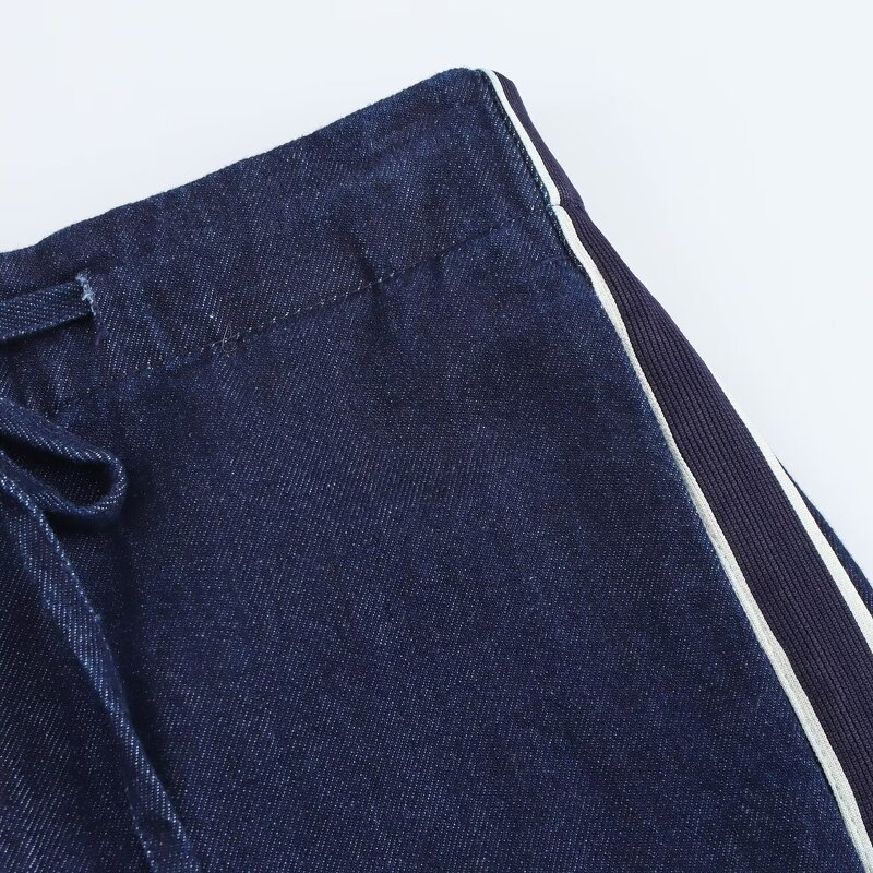 Women's Denim Jeans Manufacturer - Spring New Chic High Waist Breathable Straight Side Strap Vintage Ankle Pants