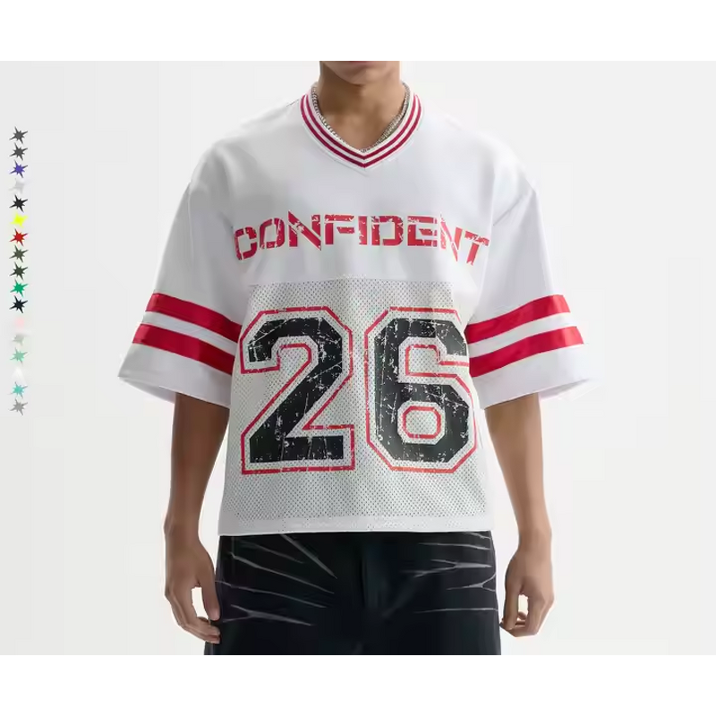 Men's Soccer Jersey Manufacturer - Custom Screen Print Mesh Cropped Boxy Football Streetwear Tee