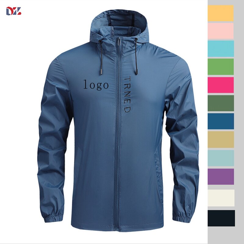 Men's Windbreaker Jacket Manufacturer - Custom Logo Casual Lightweight Sun Protection Ice Silk Hooded Outwear