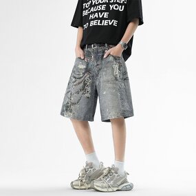 Men's Denim Shorts Manufacturer - Custom American High Street Classic Washed Fashion Jeans Shorts