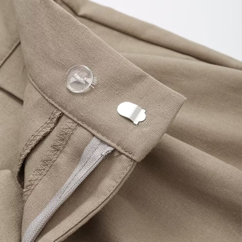 Women's Linen Shorts Manufacturer - Spring New Fashion Blend Fabric Woven Bermuda Vintage High Waist Shorts