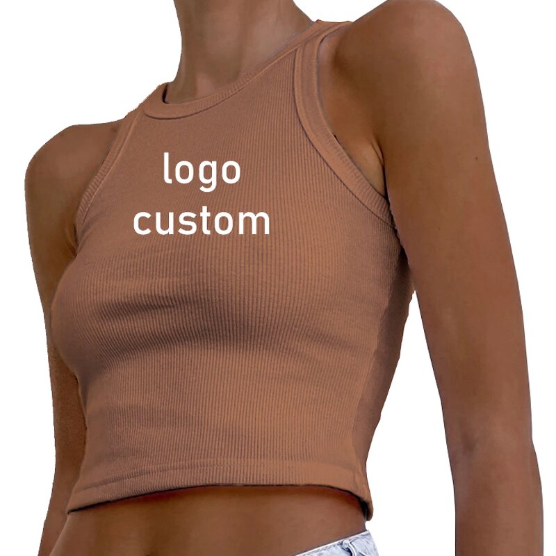 Women's Sports Tank Top Manufacturer - Custom Logo Solid Color Ribbed Sleeveless Wholesale Vest