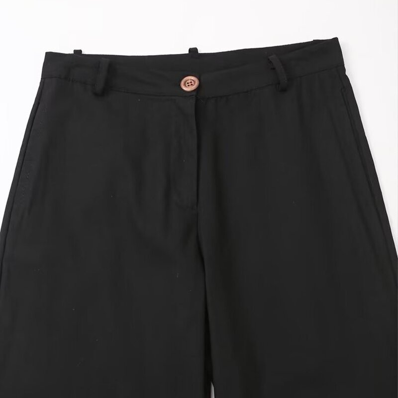 Women's Chiffon Pants Manufacturer - Summer New Chic Breathable Flat Front Vintage High Waist Casual Pants