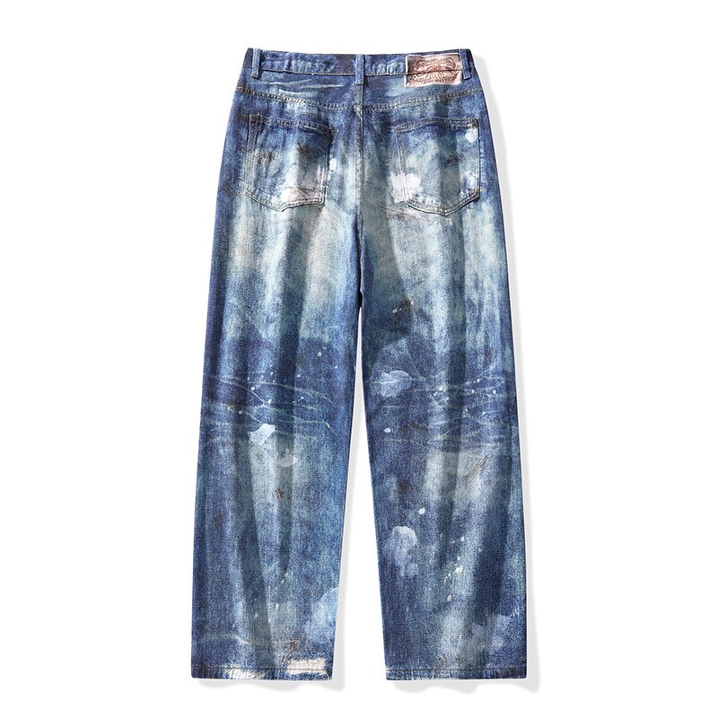 Men's Fashion Jeans Manufacturer - Custom High Quality Graffiti Wash Loose Straight Leg Denim Pants
