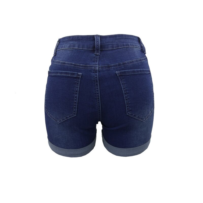 Women's Denim Shorts Manufacturer - Spring Collection US Embroidered High-waist Casual New Stock-colored Shorts