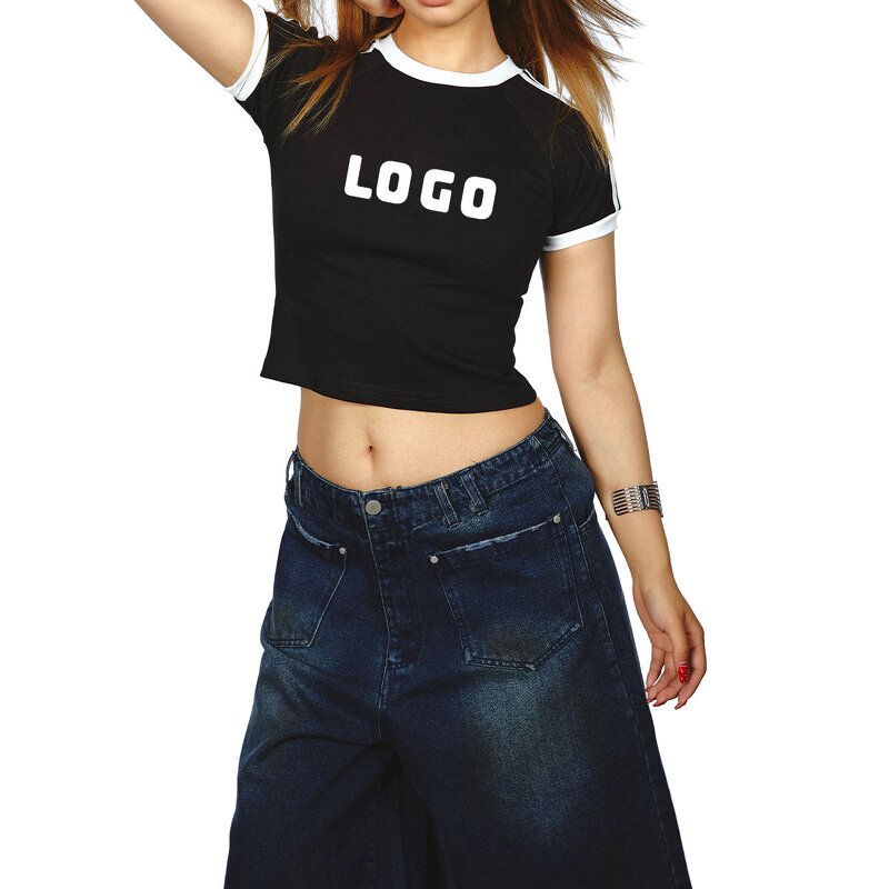 Women's Crop Top Manufacturer - Custom Logo Slim Fit Sexy Plain Blank Graphic Baby Tee for Screen Printing