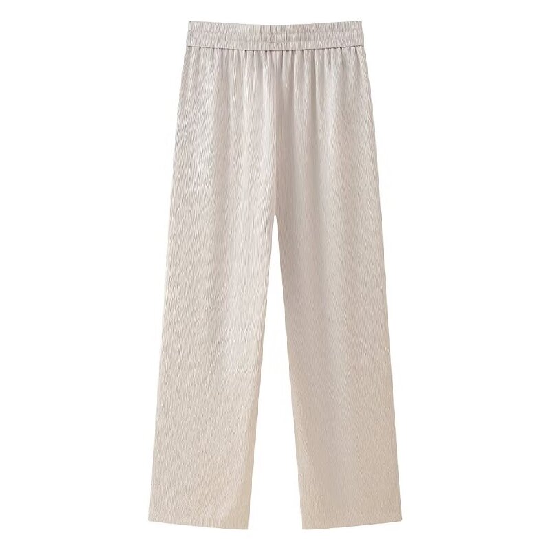 Women's Trousers Manufacturer - Summer New Chic Crease Effect Pants Vintage High Waist Female Casual Pants