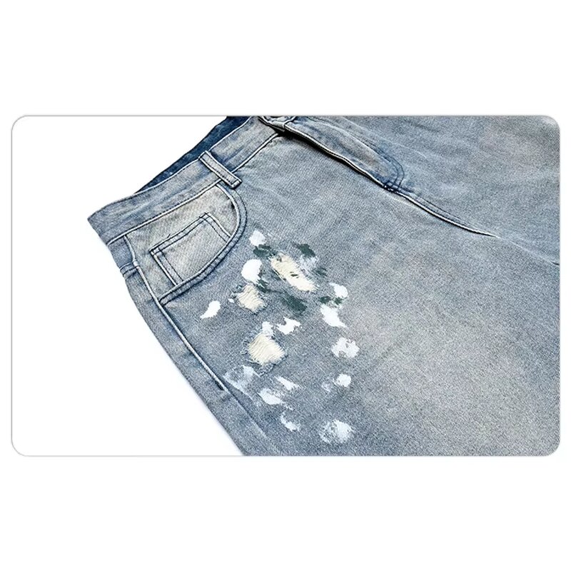 Men's Cargo Jeans Manufacturer - Custom High Quality Distressed Wide Leg Baggy Autumn Print Streetwear Pants