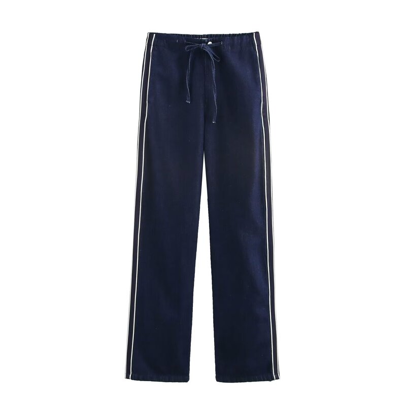 Women's Denim Jeans Manufacturer - Spring New Chic High Waist Breathable Straight Side Strap Vintage Ankle Pants