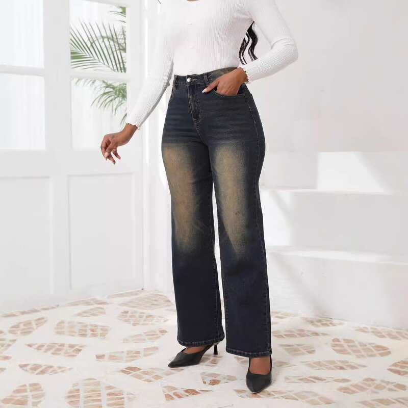 Women's Straight Pants Manufacturer - European American Style High Waist New Slim Trend Breathable Zipper Pants