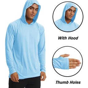 Men's Hooded TShirt Manufacturer - Custom Logo UV Protection Knitted Long Sleeve Quick Dry Eco-Friendly UPF Tee