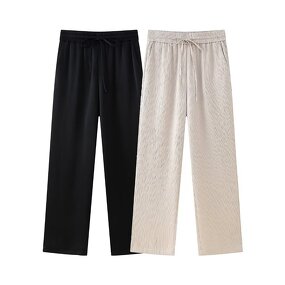 Women's Trousers Manufacturer - Summer New Chic Crease Effect Pants Vintage High Waist Female Casual Pants