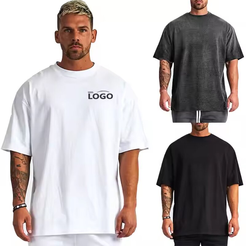 Men's Gym T-Shirt Manufacturer - Custom Logo Plain Cotton Workout Round Collar Sports Tee