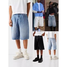 Men's Elastic Denim Shorts Manufacturer - European and American New Elastic Waist Men's Denim Shorts