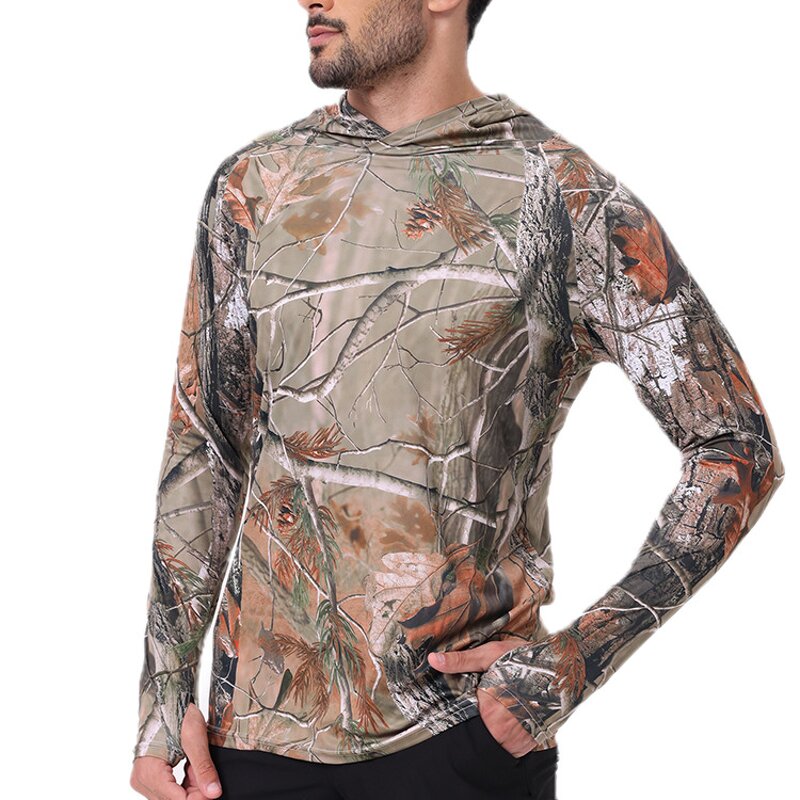 Men's Hooded TShirt Manufacturer - Custom Logo UV Protection Knitted Long Sleeve Quick Dry Eco-Friendly UPF Tee