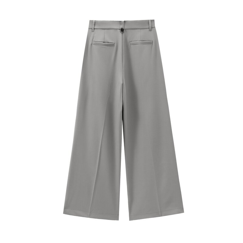 Women's Trousers Manufacturer - PB&ZA 2024 Autumn New Casual Vintage High Waist Zipper Fly Bipleat Pants