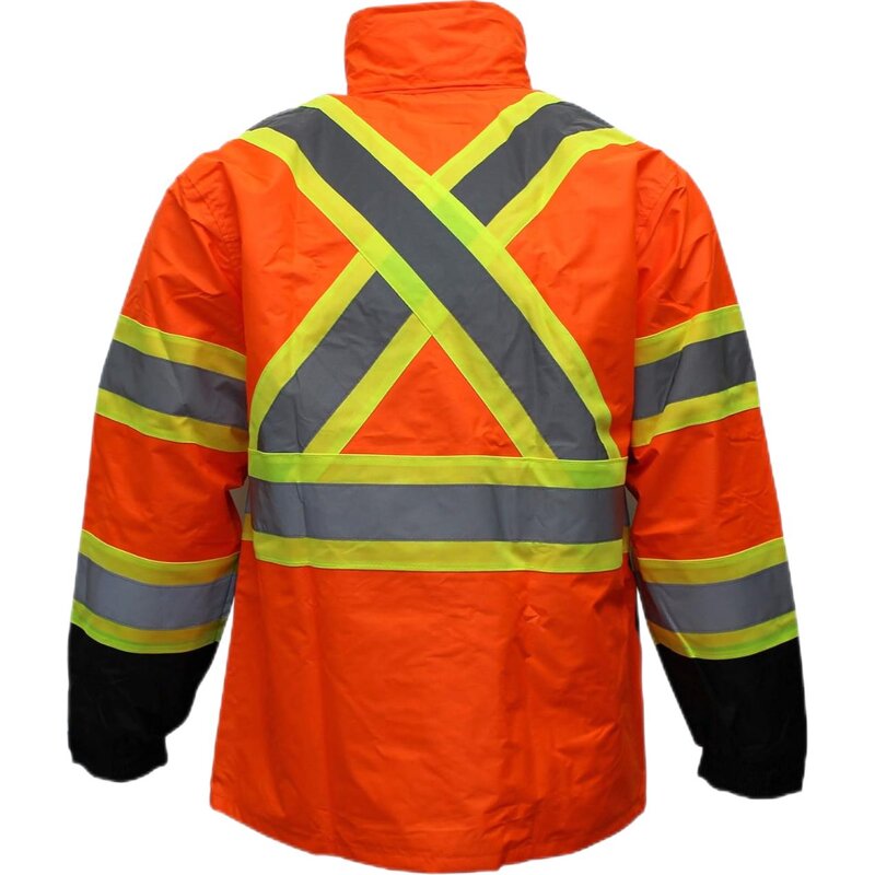 Safety Work Suits Manufacturer - High Visibility Black Bottom Reflective Jacket Pants Detachable Hood