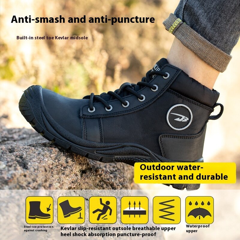 Construction Safety Boots Manufacturer - Men's Four Seasons Wear-Resistant Smash-Proof Steel Toe Labor Shoes
