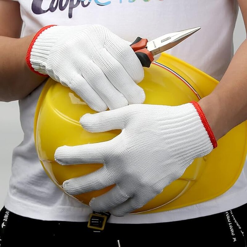 Nylon Work Gloves Manufacturer - Red+White Wear-Resistant Labor Hand Protection Safety Gloves