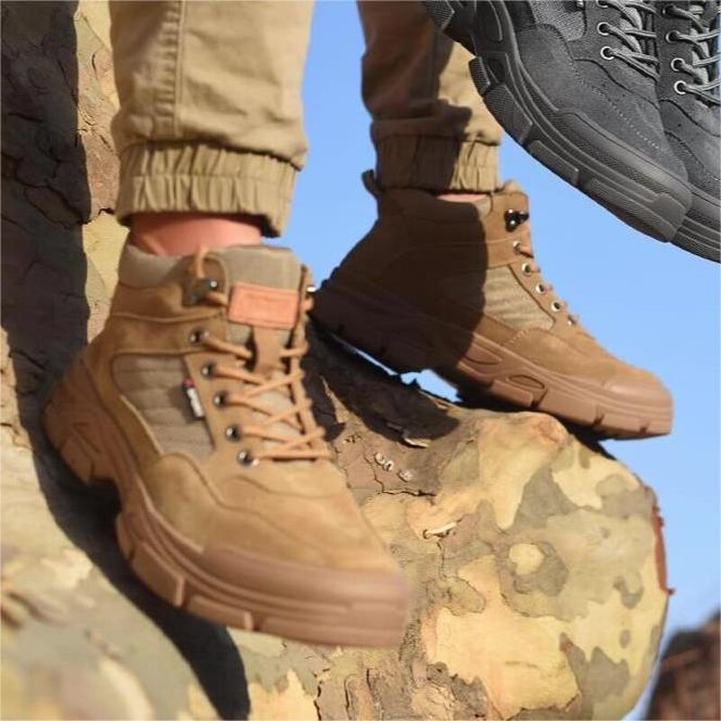 Safety Chelsea Boots Manufacturer - Men's Winter Nubuck Leather Steel Toe Hiking Work Shoes