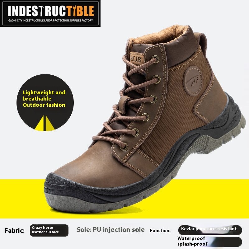 Construction Safety Boots Manufacturer - Men's Four Seasons Wear-Resistant Smash-Proof Steel Toe Labor Shoes