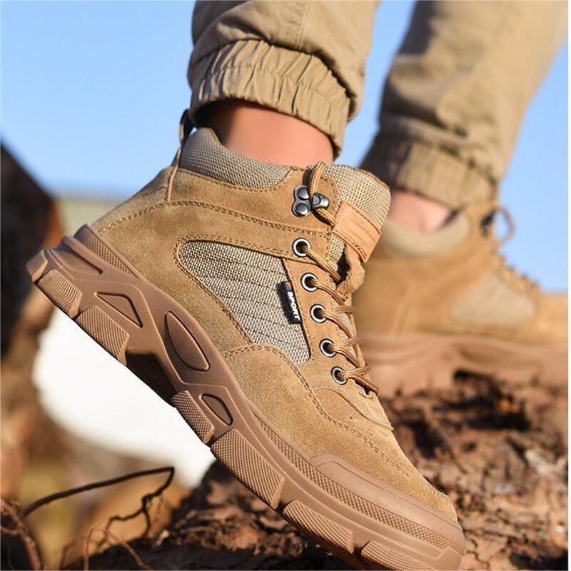 Safety Chelsea Boots Manufacturer - Men's Winter Nubuck Leather Steel Toe Hiking Work Shoes