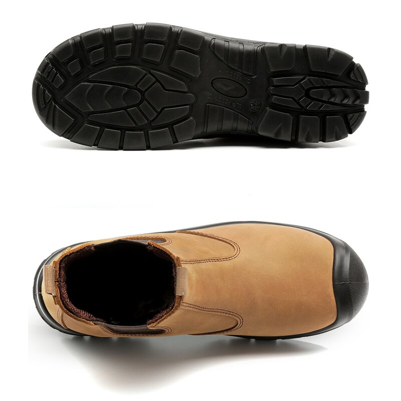 Slip on Safety Shoes Manufacturer - Wholesale Non-Laced Leather Plastic Toe Kevlar Work Boots