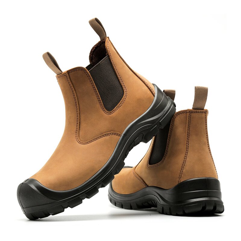 Slip on Safety Shoes Manufacturer - Wholesale Non-Laced Leather Plastic Toe Kevlar Work Boots