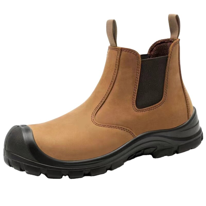 Slip on Safety Shoes Manufacturer - Wholesale Non-Laced Leather Plastic Toe Kevlar Work Boots