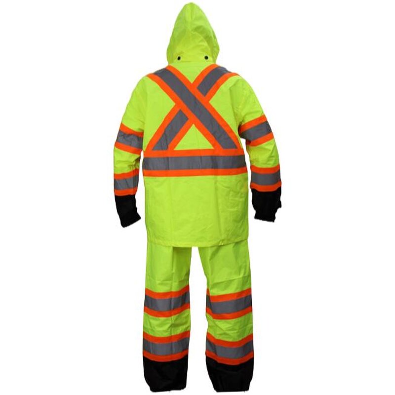 Safety Work Suits Manufacturer - High Visibility Black Bottom Reflective Jacket Pants Detachable Hood